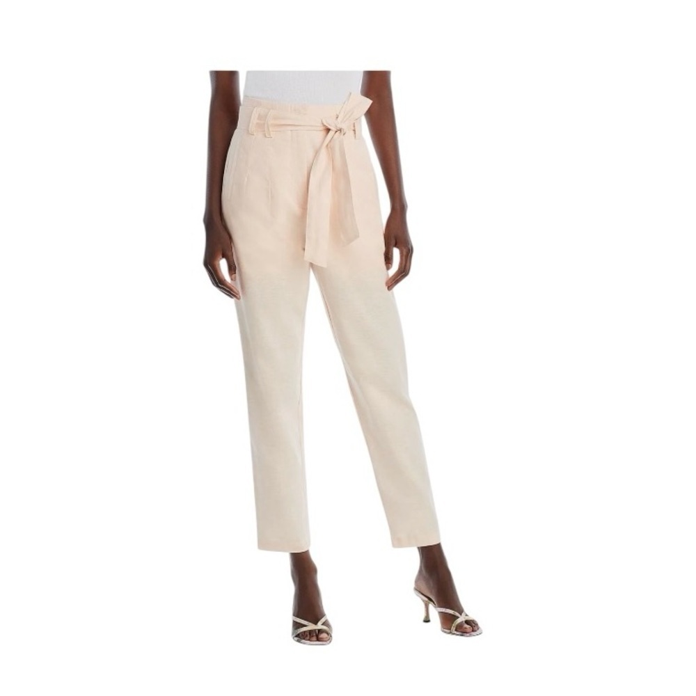 Aqua Womens Linen High Rise Straight Leg Pants